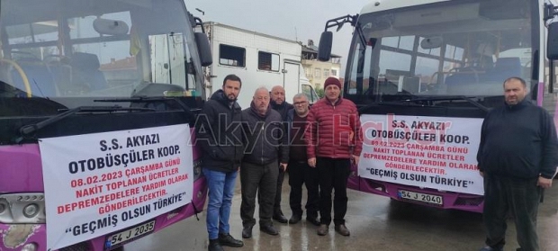 Akyazılı otobüsçülerden depremzedelere yardım