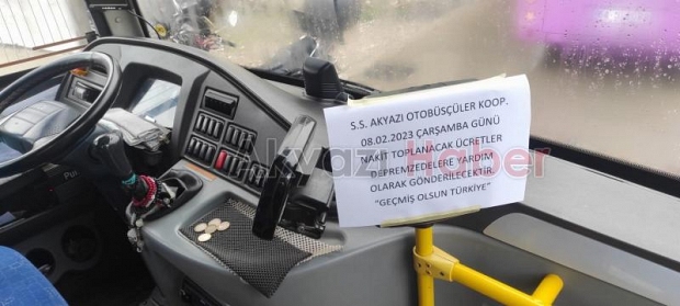 Akyazılı otobüsçülerden depremzedelere yardım