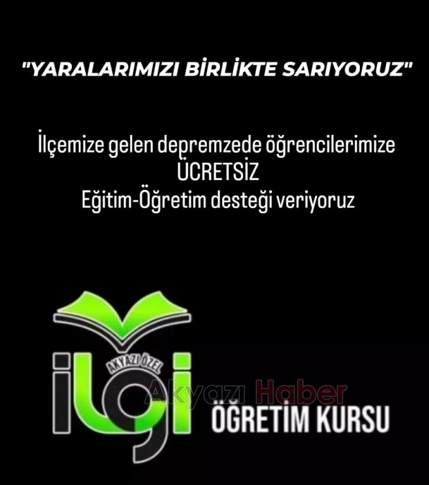 Akyazı Özel İlgi Öğretim Kursu'ndan depremzede öğrencilere ücretsiz eğitim