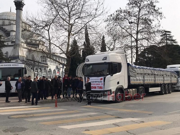 Deprem bölgesine 2 tır yardım malzemesi gönderildi