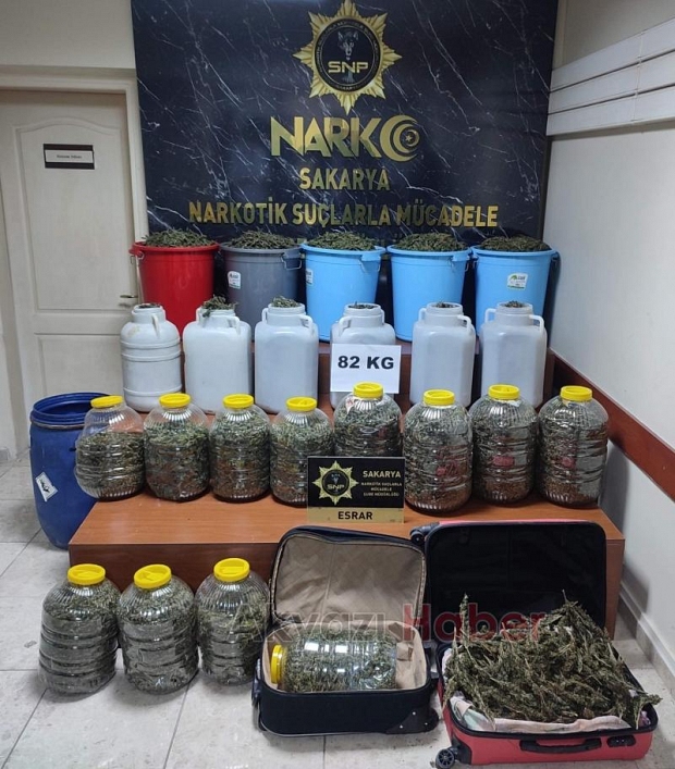 Sakarya'da 82 kilo esrar ele geçirildi