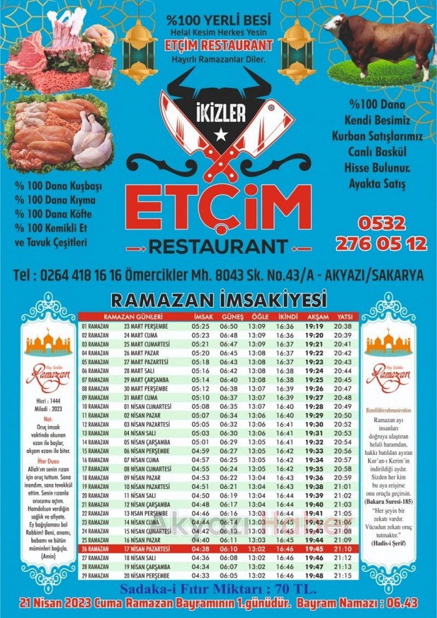 Etçim Restaurant'tan çeşit çeşit iftar menüsü