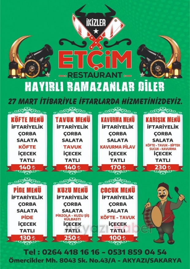 Etçim Restaurant'tan çeşit çeşit iftar menüsü