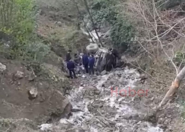 Dereye yuvarlanan araçtan yaralı çıktılar
