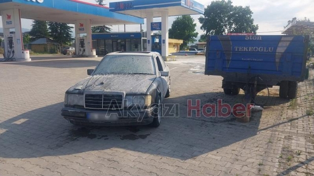 Yanan otomobile ilk müdahale petrolcülerden