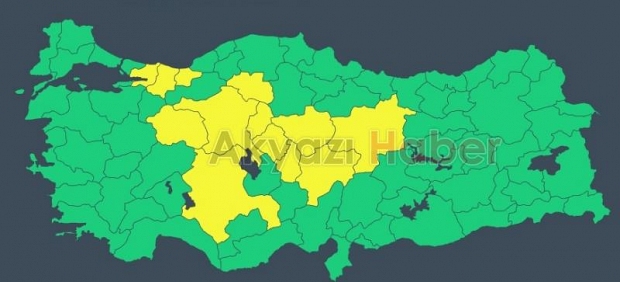 Sakarya için sarı kodlu uyarı