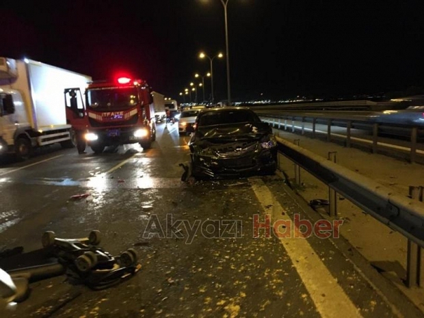 TEM'de Feci Kaza 1'i bebek 5 Yaralı otomobilden fırlayan bebek aracı ise yürek burktu