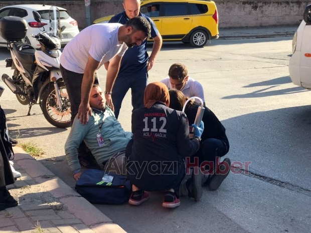 Hakimiyetini kaybederek düşen motosiklet sürücüsü yaralandı