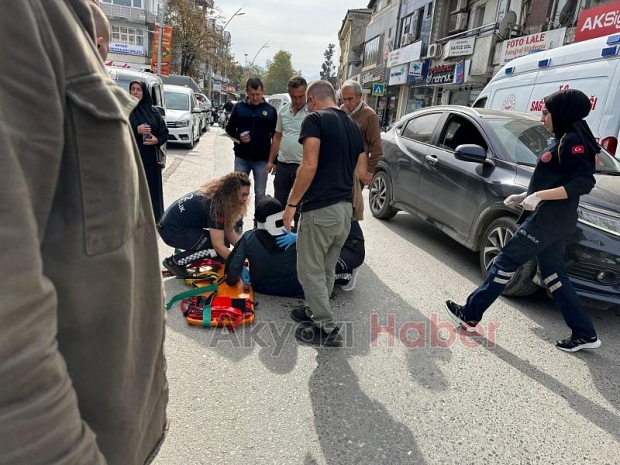 Bisikletin çarptığı kadın yaralandı