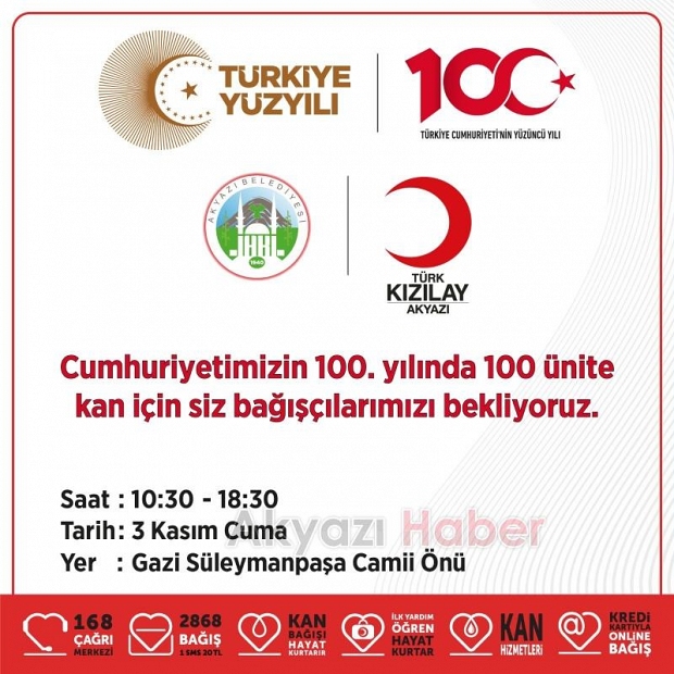 Akyazı'da kan bağışı kampanyasına destek çağrısı