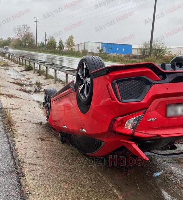 D-140'da takla atan otomobilin sürücüsü yaralandı