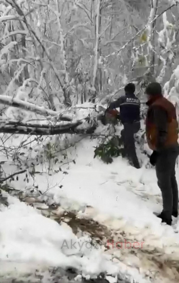 Güzlek'te muhtar yolları açtı, araçları kurtardı