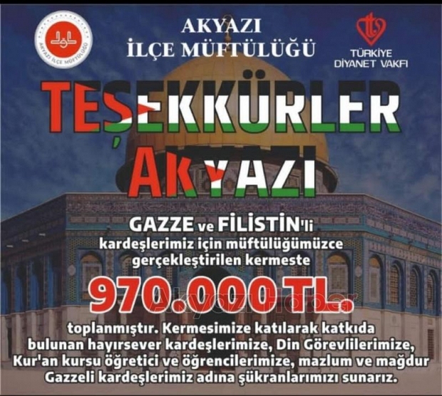 Akyazıda Gazze için 970 bin lira yardım toplandı