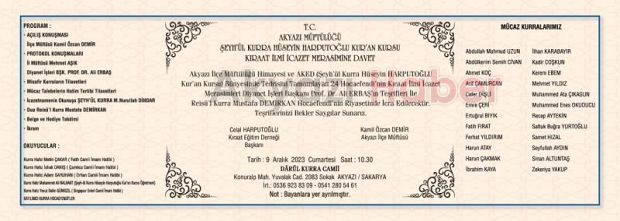 Akyazı'da 24 öğrenci için icazet programı düzenlenecek