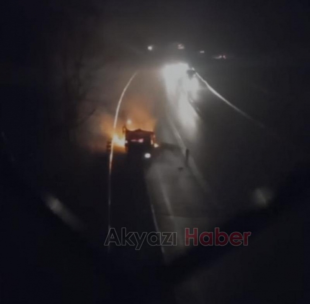 Anadolu Otoyolu'nda kamyonet yandı