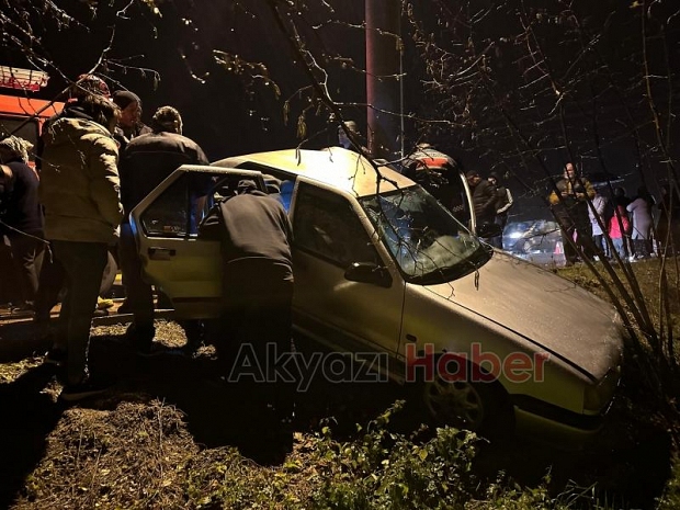 Pazarköy'de otomobil direğe çarptı: 4 yaralı