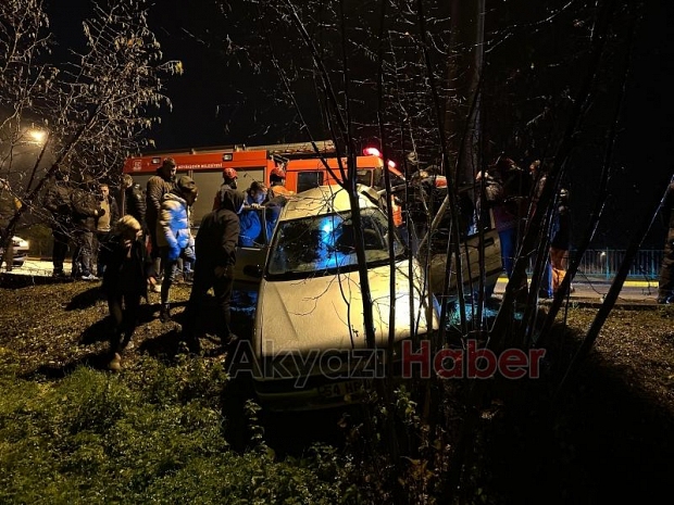 Pazarköy'de otomobil direğe çarptı: 4 yaralı