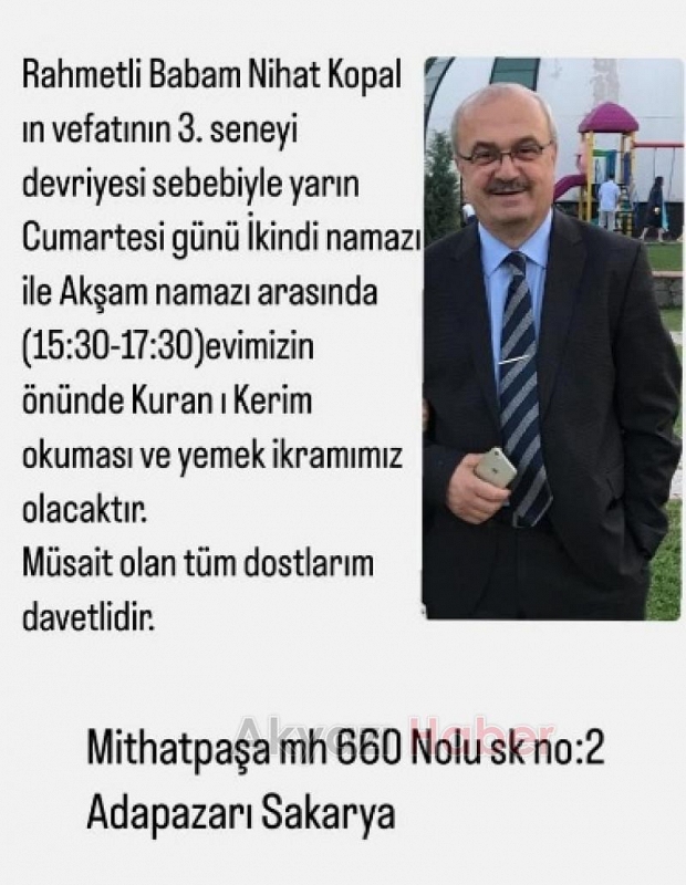 Nihat Kopal ölüm yıldönümünde anılacak