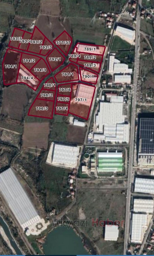 Akyazı'da Satılık Sanayi İmarlı Arsa