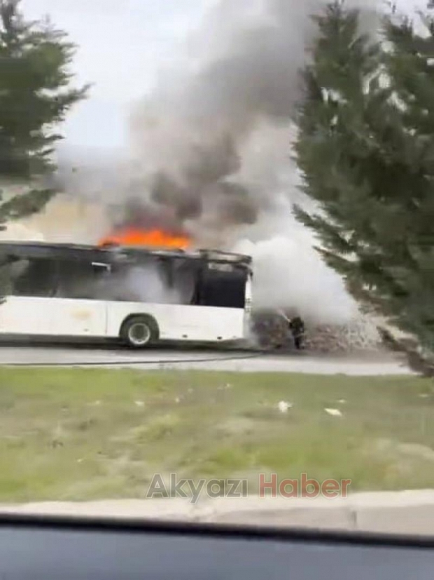 Otobüs test sürüşünde yandı