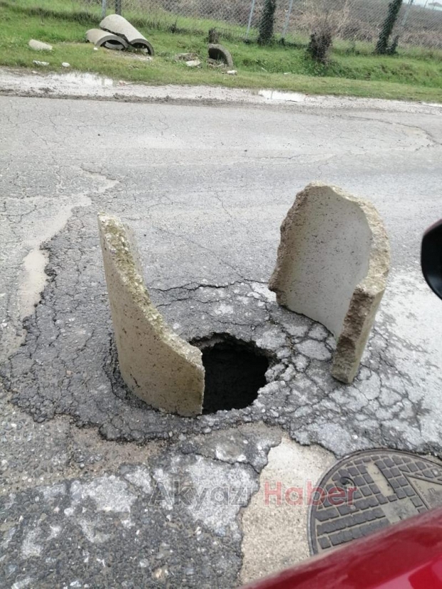Aman dikkat yol ortasında dev çukur var