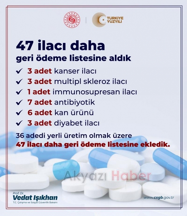 Bakan duyurdu 47 ilaç daha geri ödeme listesine alındı