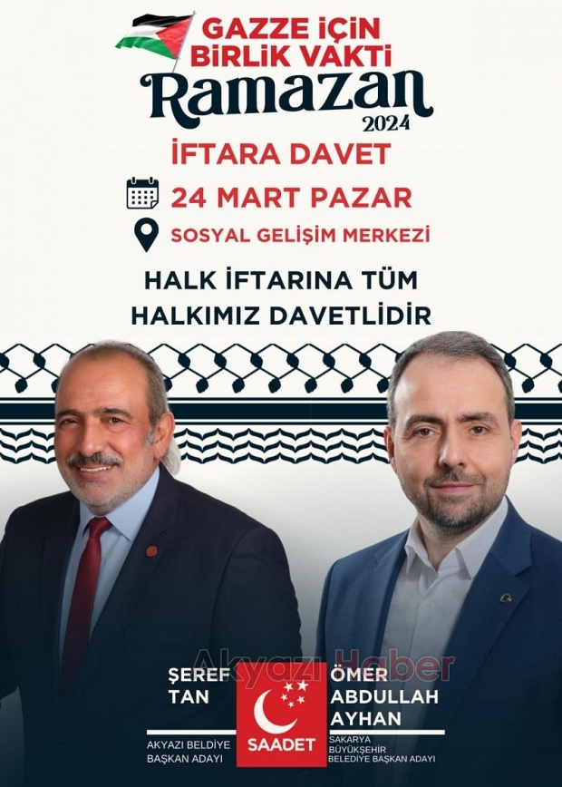 Saadet Partisi Akyazıda halk iftarı düzenliyor