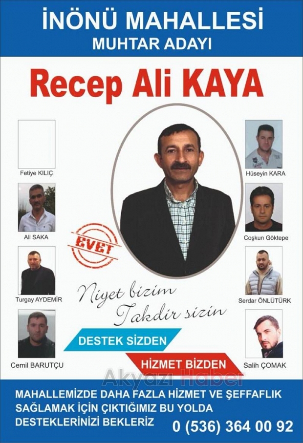 Muhtar adayı Recep Ali Kaya Ortak akılla hareket edeceğiz
