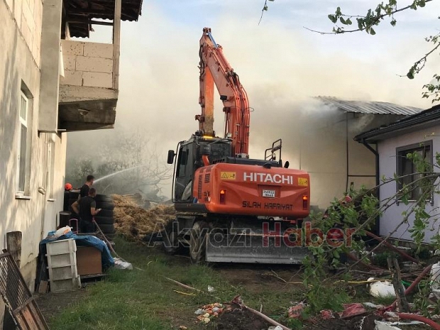 Besi çiftliğindeki yangında kurbanlıklar telef olmaması için kesildi