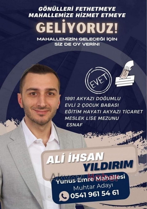 Yunus Emre Mahallesi'nde muhtarlık için güçlü aday Ali İhsan Yıldırım 