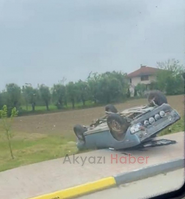 Pazarköy yolunda otomobil takla attı 