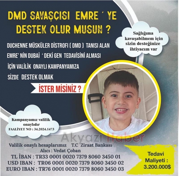 Yardım kampanyası başlatıldı küçük Emre'ye umut olalım