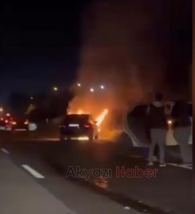 D 100 de kaza  Araç alev topuna döndü