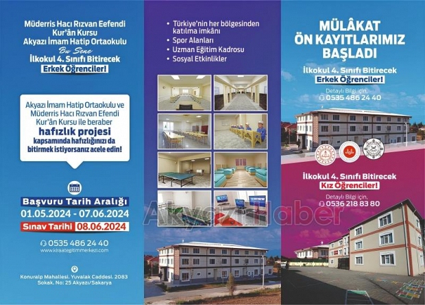 Akyazı Kıraat Eğitim Derneği'nden velilere mülakat çağrısı