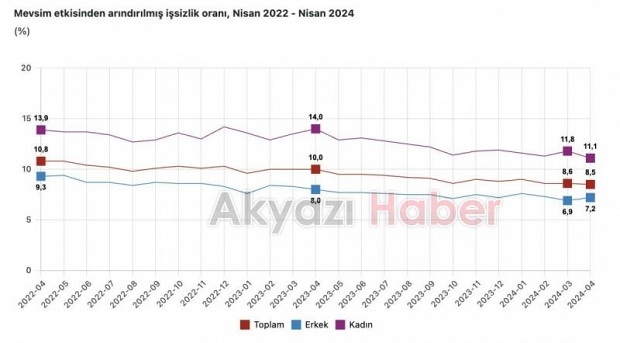 Nisan 2024 işsizlik oranı yüzde 8,5 oldu