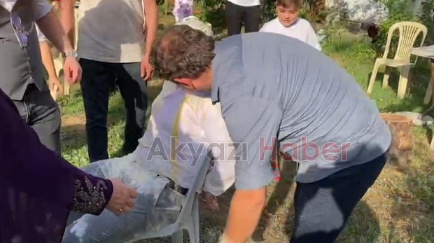 Damadı yumurtaya ve una buladılar
