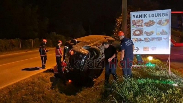 VİP minibüs kanala devrildi