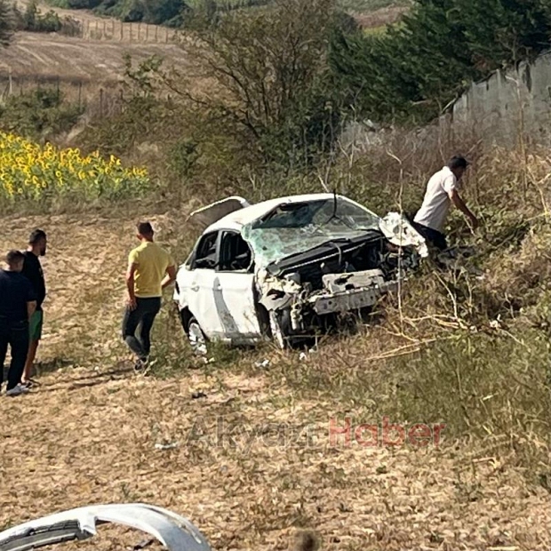 Otomobil bahçeye uçtu 1 ölü, 1 yaralı