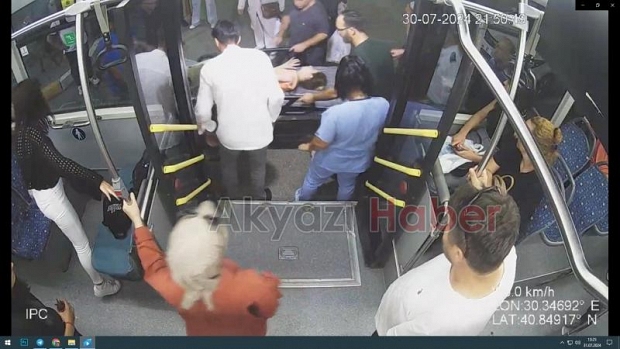 Büyükşehir otobüsünde hayat kurtaran seferberlik kamerada