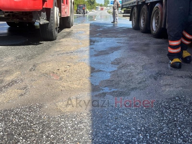 Yola dökülen asit ekipleri alarma geçirdi