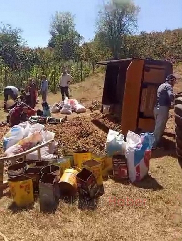 Römork devrildi; 13 fındık işçisi yaralandı