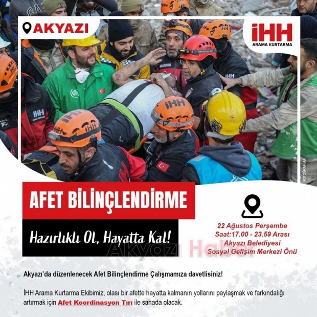 Akyazı’da Afet Bilinçlendirme Çalışmasına Davetlisiniz!