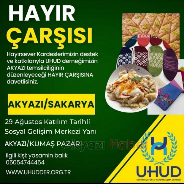 Akyazı'da UHÜD Derneğinden Hayır Çarşısı Programı