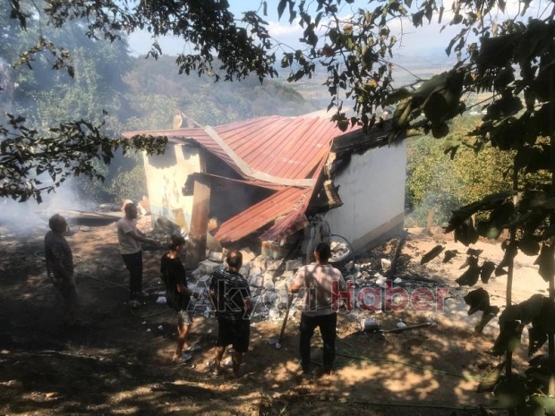 Altındere’de fındıklık içersindeki bağ evi alevlere teslim oldu
