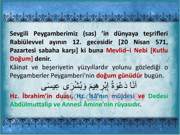 Mevlit Kandili bu gece idrak edilecek