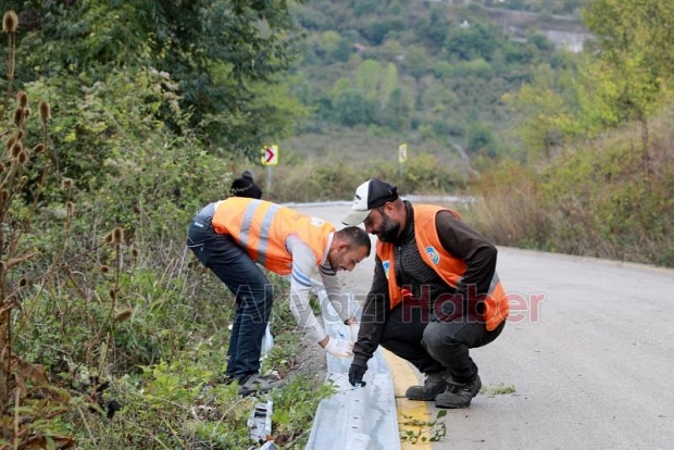 Boztepe'de uçurum kenarına çelik bariyerli önlem