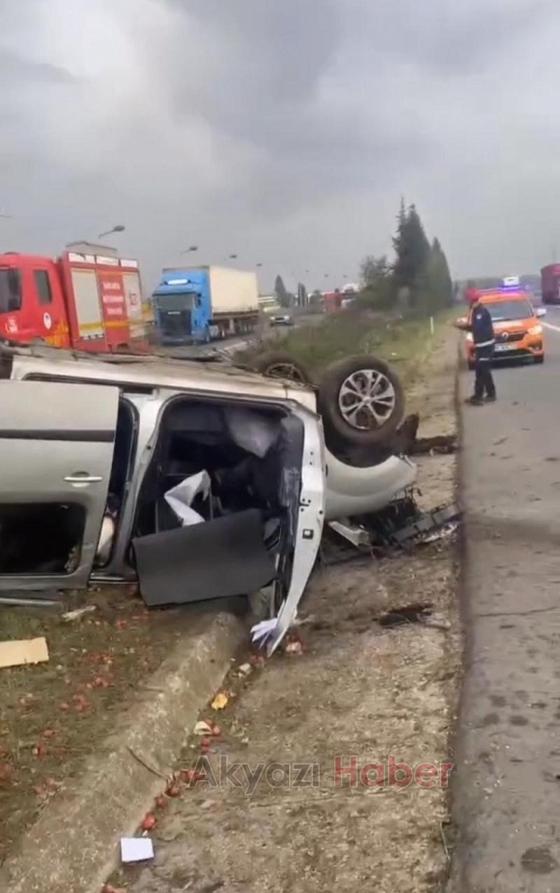 Otoyolda otomobil takla attı: 1 yaralı