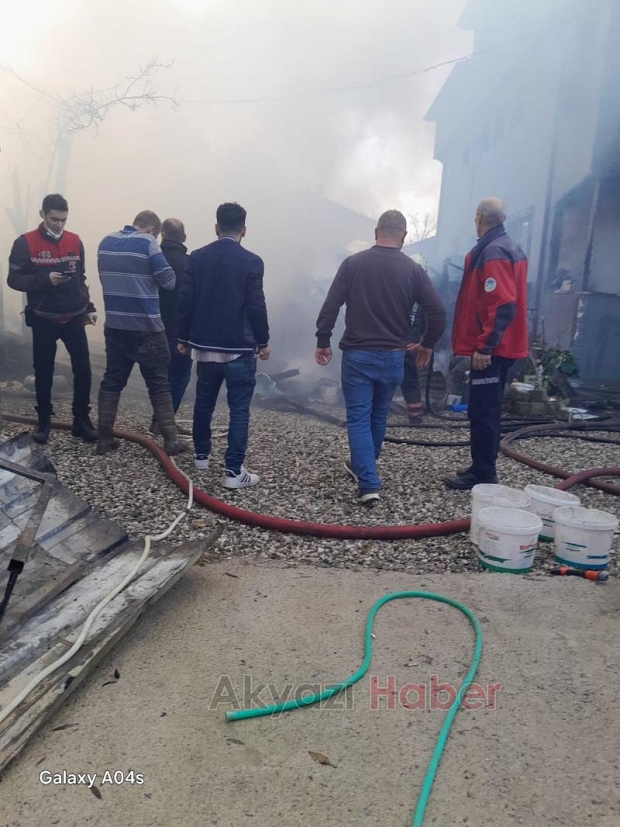Ahır ve samanlık yangında kül oldu