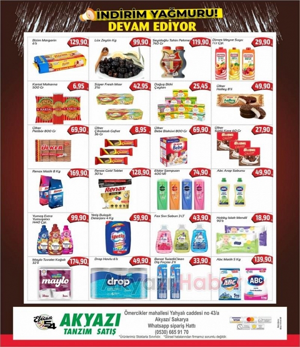 Akyazı Efecan Tanzim Satış’tan İndirim Yağmuru Devam Ediyor!