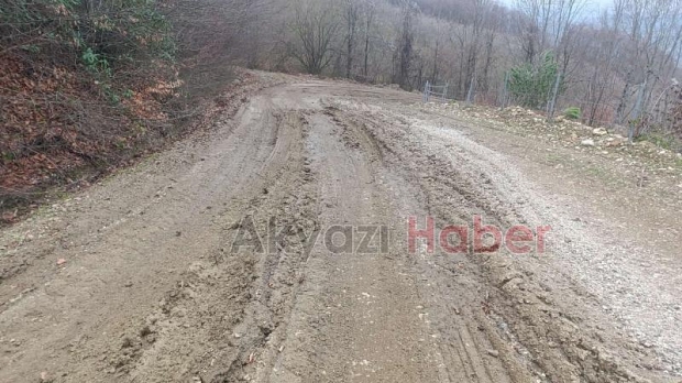 Akyazıda vatandaşın yol tepkisi; Çamur içinde